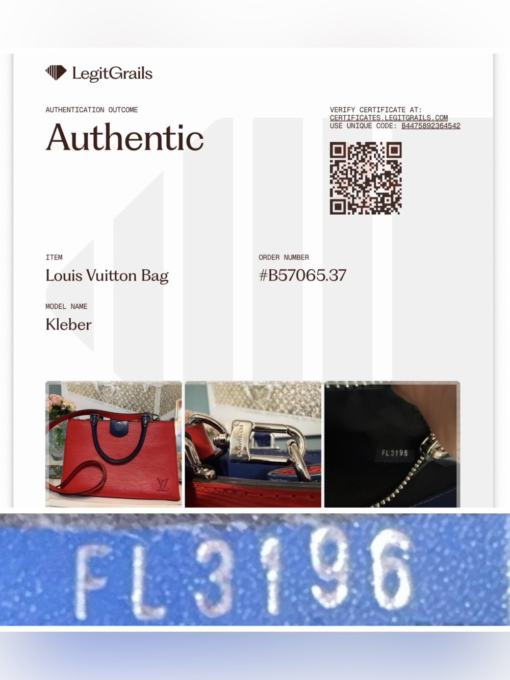 *Like New with COA* Louis Vuitton Red EPI Leather Kleber Satchel (dust bag) - Picture 16 of 16